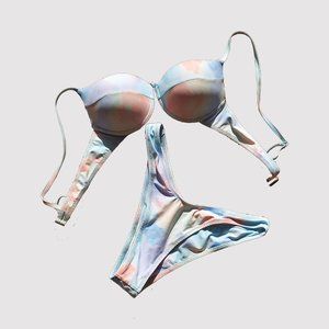 Shein pastel tie dye sturdy bikini bathing suit set